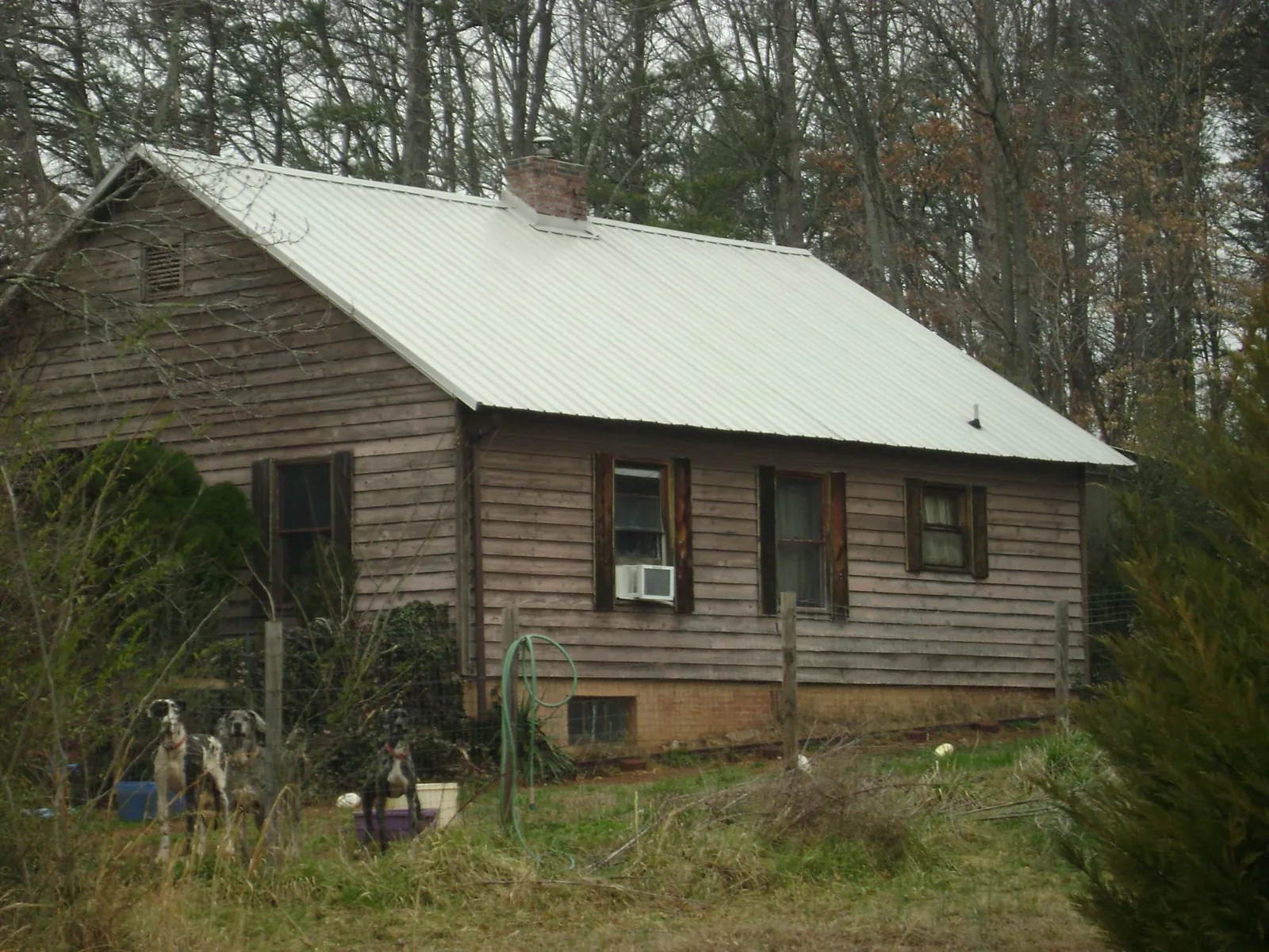 White metal roof on an old wood sided farmhouse, from a Metal Roof Installation job in Fenton